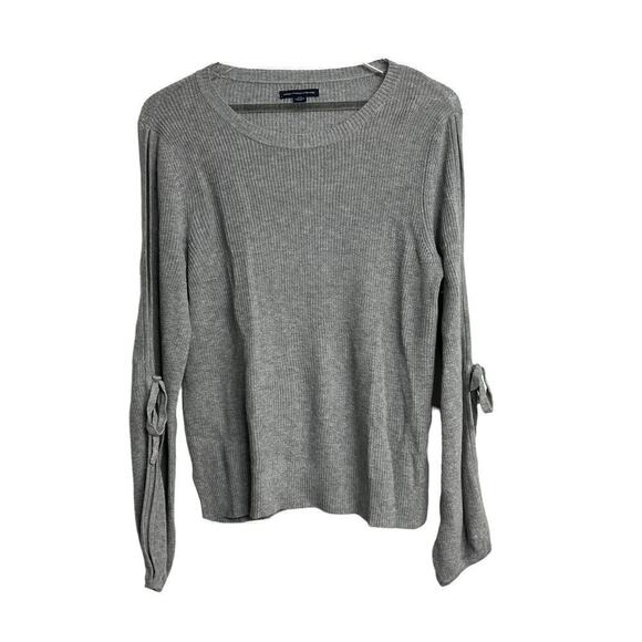American Eagle Sweater Women's Ribbed Open Tie Sleeve Pullover Knit Gray Large - Picture 1 of 7